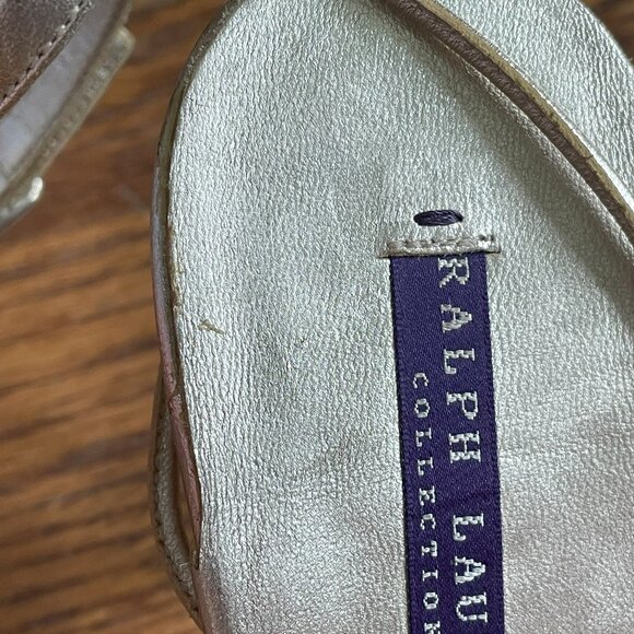 Ralph Lauren Purple Label Gold Leather Strappy Sandals, US 10 - Picture 15 of 16